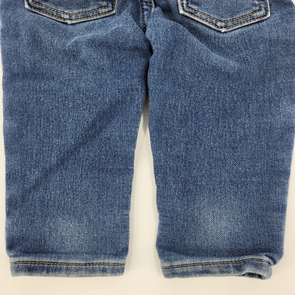 Gap Denim Jeans My 1st Easy Slim Stretch Elastic Waistband Distressed Sz 6-12mo